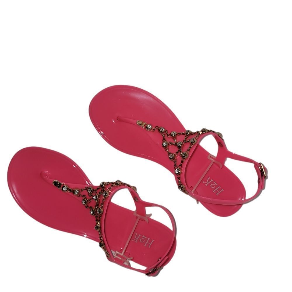 H2K Hot Pink Bling Thong Slingback Sandal Size 7 Final Sale